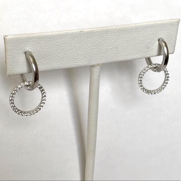 Jewelry - Round earrings 925 silver cz stones hoops